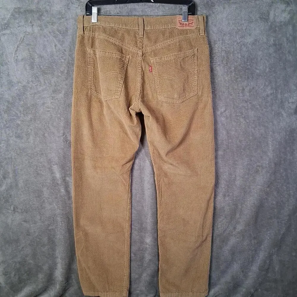 Levis Straight Corduroy Pnt‎ Mens 30x30 Tan Brown 5 Pockets Preppy Inseam 29